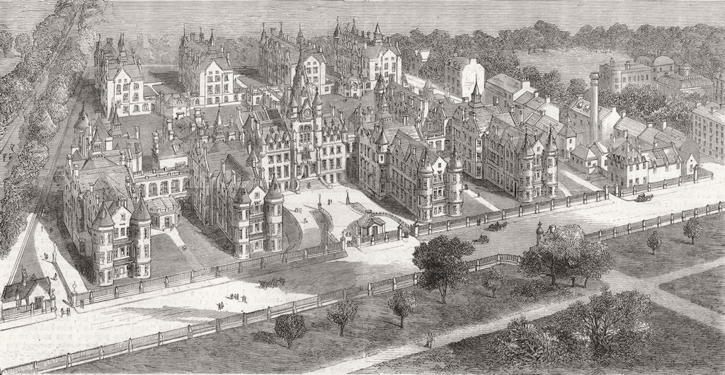 SCOTLAND. New Royal hospital, Edinburgh 1879 old antique vintage print picture